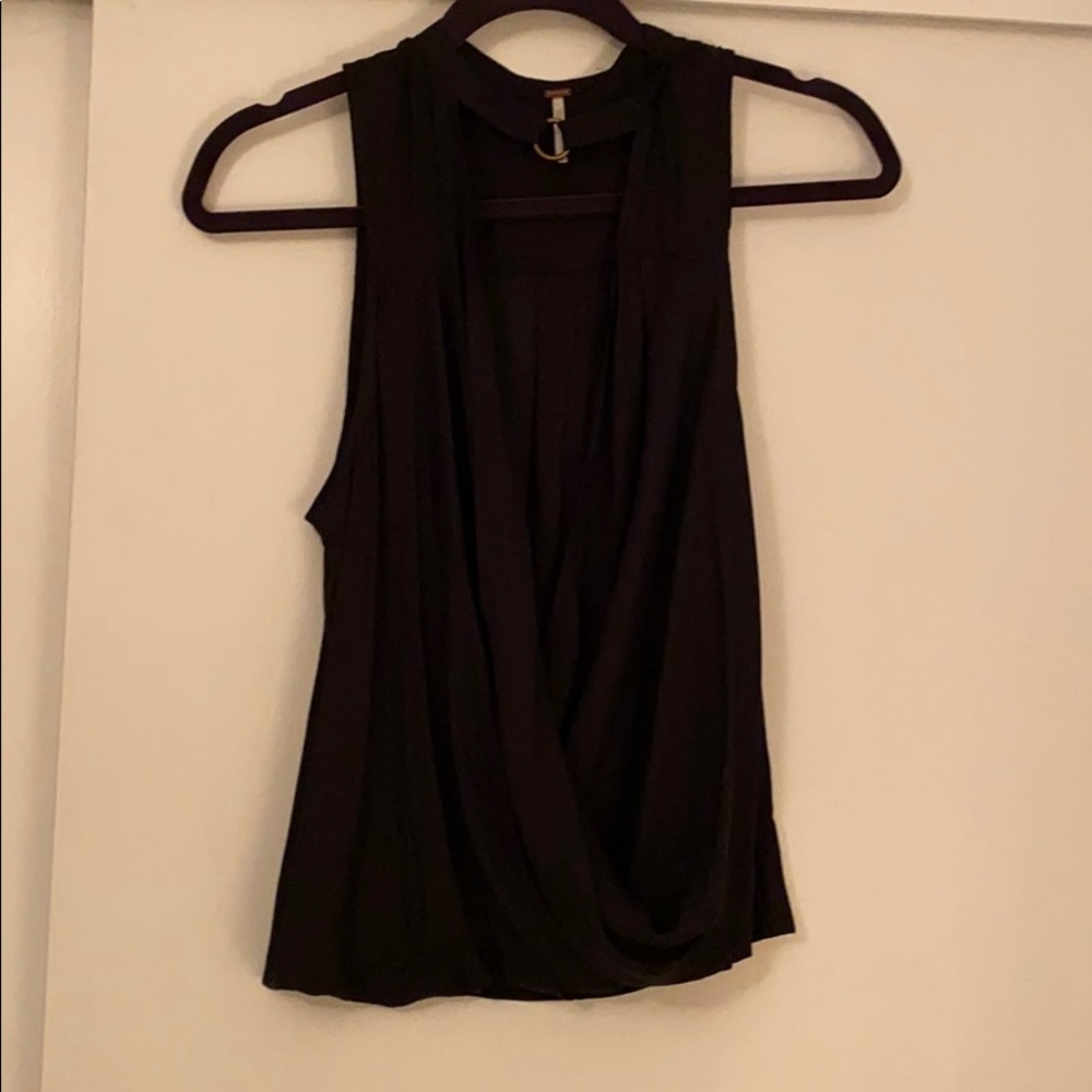 Free People open front black shirt